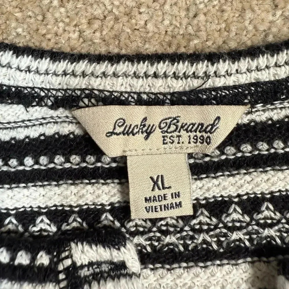 Lucky‎ Brand Henley Long Sleeve Top Womens XL Striped Thermal Textured Knit - Picture 4 of 8